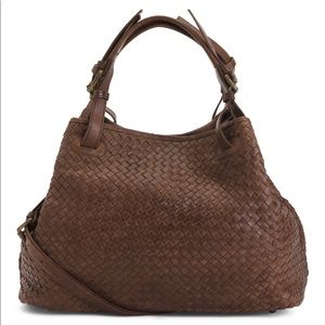 Woven leather hobo bag